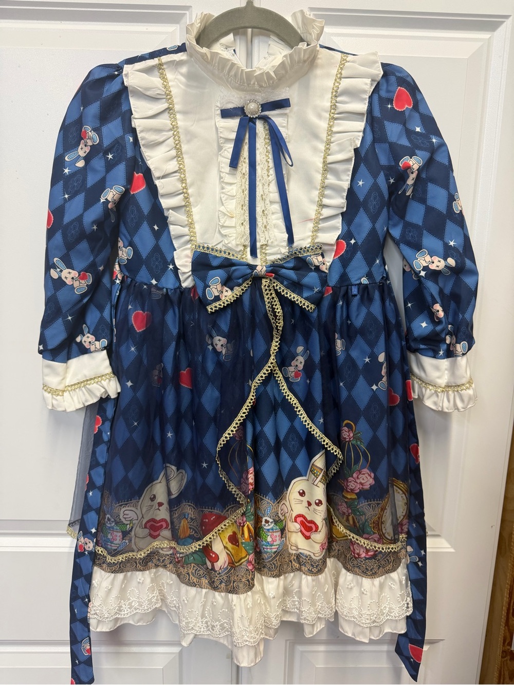 Alice in wonderland/blue harlequin tea party Girls' Costume Dress